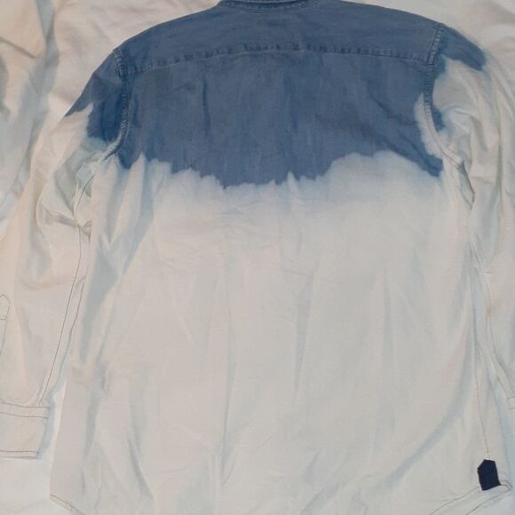 Banana Republic Denim Jean Bleach Shirt Dip Dye XL - Picture 6 of 9